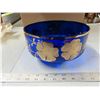 Image 1 : Blue glass bowl, gold accents