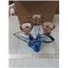 Image 1 : Blue/Champaign glass candle holder center piece