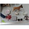 Image 1 : 8 Misc. items. - Dog figurine, cup, salt n pepper shakers, parmesan shaker, etc.