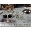 Image 2 : 8 Misc. items. - Dog figurine, cup, salt n pepper shakers, parmesan shaker, etc.