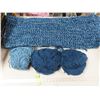 Image 1 : Partial crotcheted rug and rolls of wool - 35"x61"