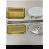 Image 2 : Glass bake casserole dish with lids & amber butter dish