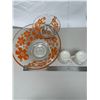 Image 2 : Anchor Hocking chip & dip set + Fire King milk glass sugar & creamer set