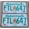 Image 1 : 1982 Pair of Saskatchewan License Plates