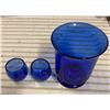 Image 2 : Cobalt Blue Liqueur Decanter with Glass Cups