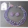 Image 2 : 3 pc. Crystal lavender purple necklace & Earring set - w/ original box