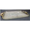 Image 2 : Vintage depression glass - Harp design - Jeanette glass serving tray, gold trim - 10"x15"