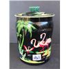 Image 1 : 1950s Flamingo tin can by George W. Horner - Biscuits, Candy - 6"