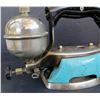 Image 4 : Coleman No. 611 - Turquoise gas iron w/ filler can
