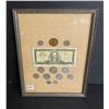 Image 1 : Vintage Banco Nacional "Cuba" bank note, w/ coins - framed - 1946, 1968 & 1970s - 10"x13"