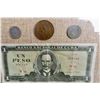 Image 2 : Vintage Banco Nacional "Cuba" bank note, w/ coins - framed - 1946, 1968 & 1970s - 10"x13"
