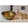 Image 1 : Solid brass elephant & animal tooled bowl.