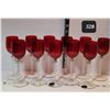 Image 1 : Hand made crystal, Cranberry red wine glasses. Made in Italy. Cristalleria F.lli Fumo