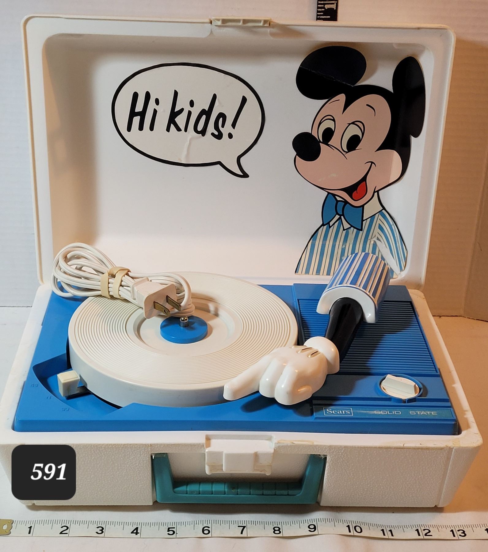 Disney Mickey Mouse, Vintage Sears, Solid State record Player.