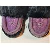 Image 3 : Suede leather beaded mukluks. Black rabbit fur. Sole repair required. Roughly 9.5" Heel to Toe (Appr