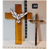 Image 1 : Stained glass dove cross & wood / metal crucifix.