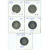 Image 1 : 5 Canadian 50 cent coins - 1969, 1974, 1991 & 2002
