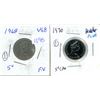 Image 1 : 2 Canadian 5 cent Coins; 1968, 1970