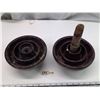 Image 2 : 2 5X7 Brown Mushroom Shaped Porcelain insulators (1 has wooden screw peg.)