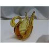 Image 2 : 2 Blown Amber Glass Swans