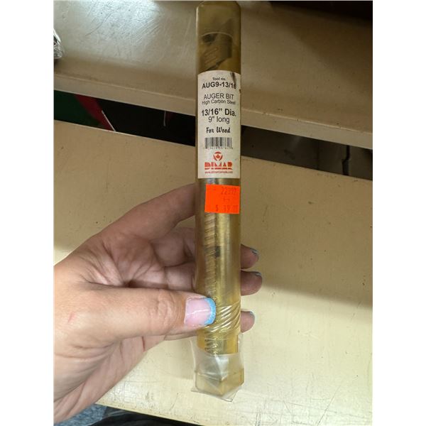 Auger bit 13/16 inch diameter 9 inches long