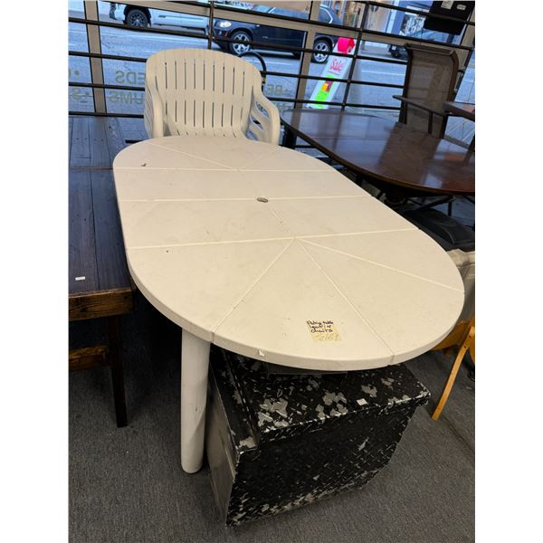 Patio table leaf, and four chairs