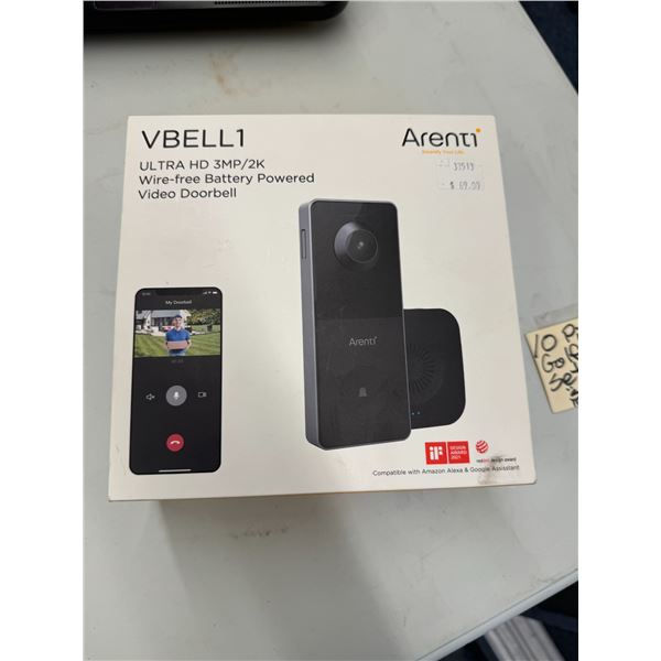 VBell1 ultra HD three MP/2K wire  free battery operated video doorbell
