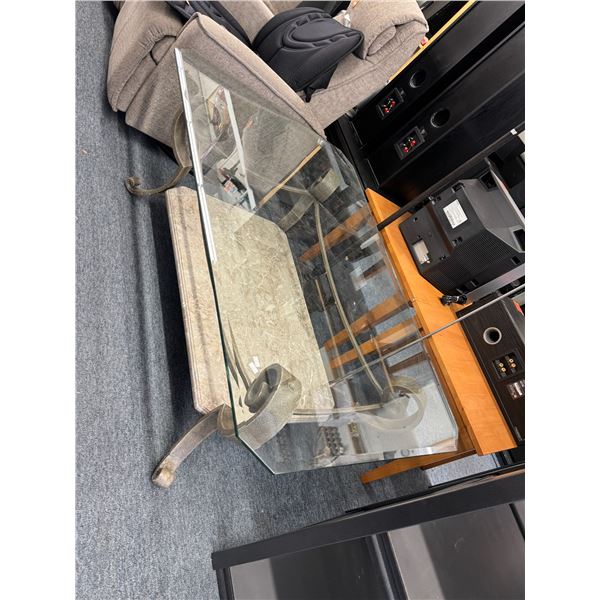 Glass top coffee table long 34 inches wide 20 inches tall