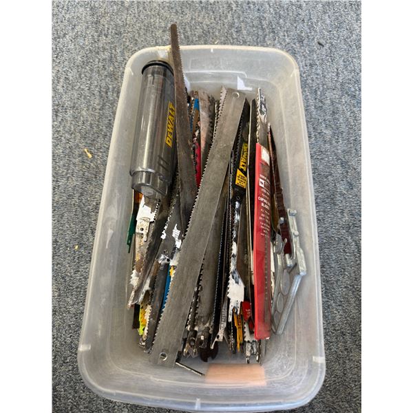 Bin of saw blades