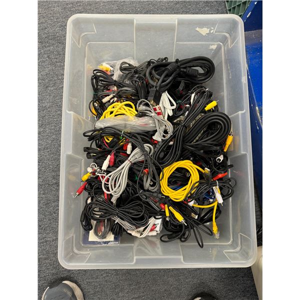 Bin of cables