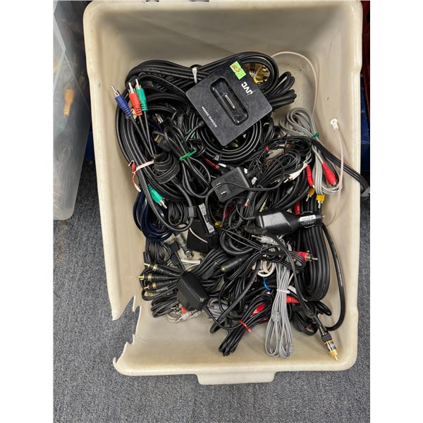 Bin of cables