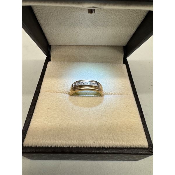 Raised 6 diamond channel ring 10k 5g