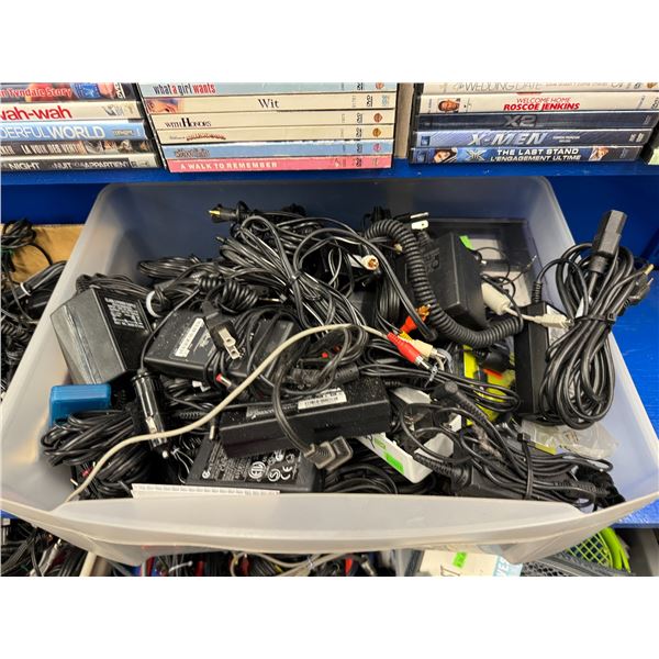 Bin of cables