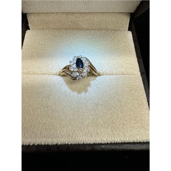 Saphire/diamond ring 10k 2.7g