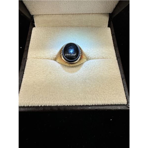 Gold/black large stone ring 10k 7g