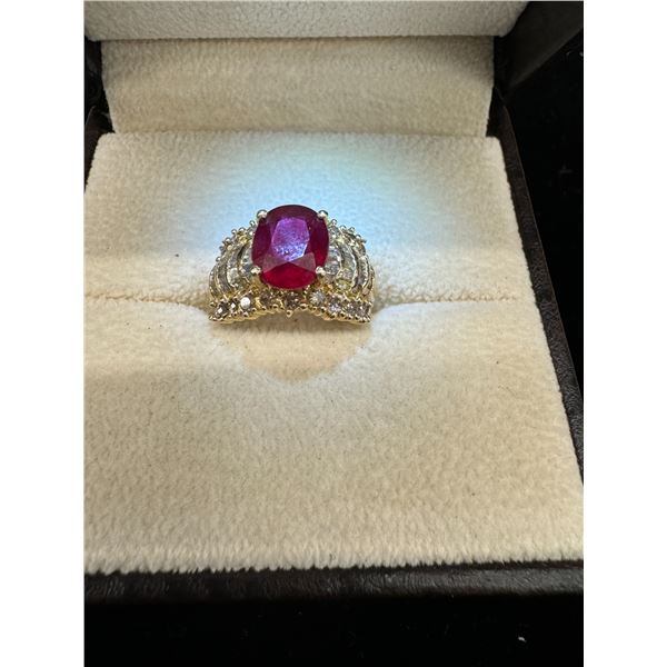 Gold ring composite Ruby 14k 7g