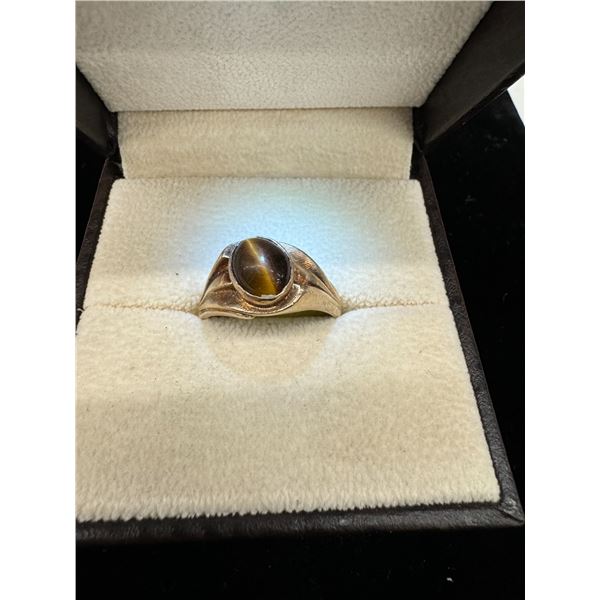 Yellow cats eye ring 10k 4.6g