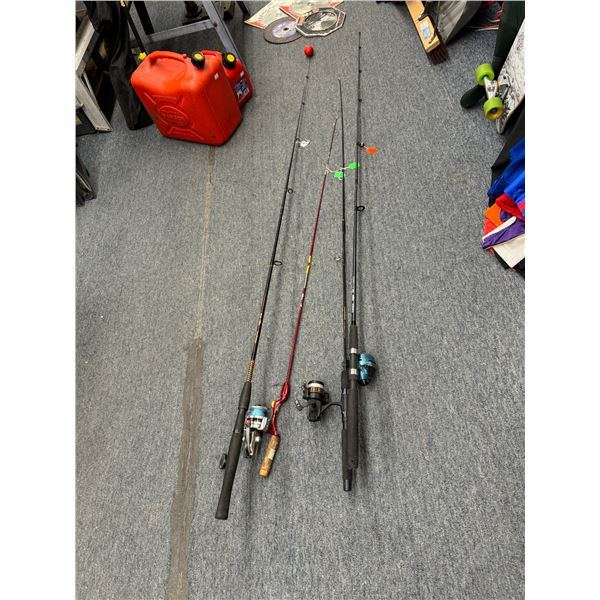 4 fishing rods 3 reels
