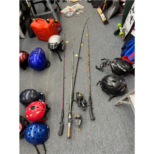 4 fishing rods and 3 reels