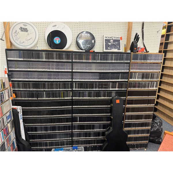 Wall of empty CDs case