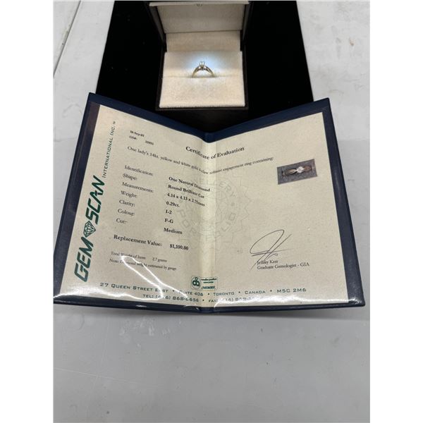 14k ring with certificate 1.8g