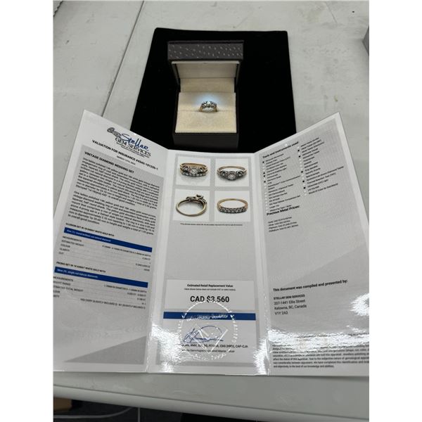 14 and 18k diamond ring with appraisal vintage wedding set 4.4g