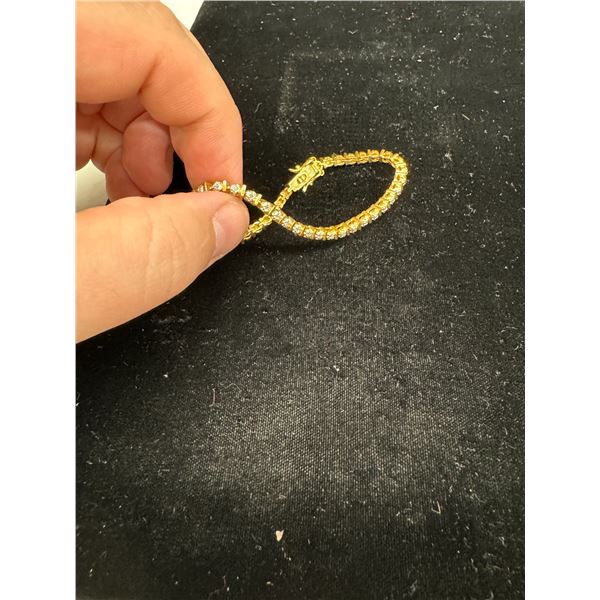 18k gold filled 7" diamond tennis bracelet 10.1g