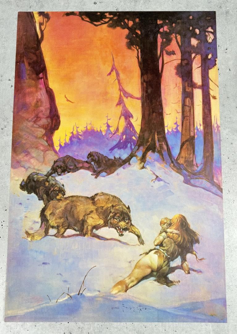 Vintage Frank Frazetta Print Wolf Pack