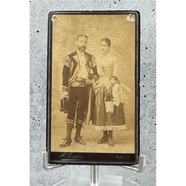 Couple In Traditional Dress Malta CDV Photo