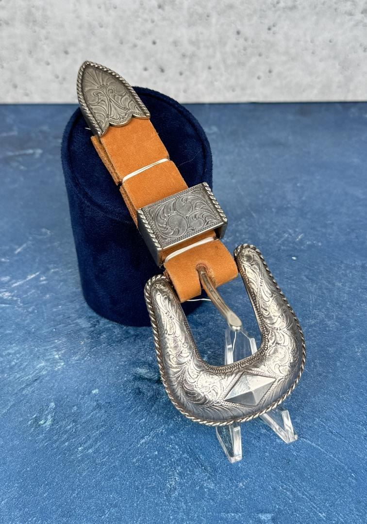 Sterling Silver Cowboy Ranger Belt Buckle Set