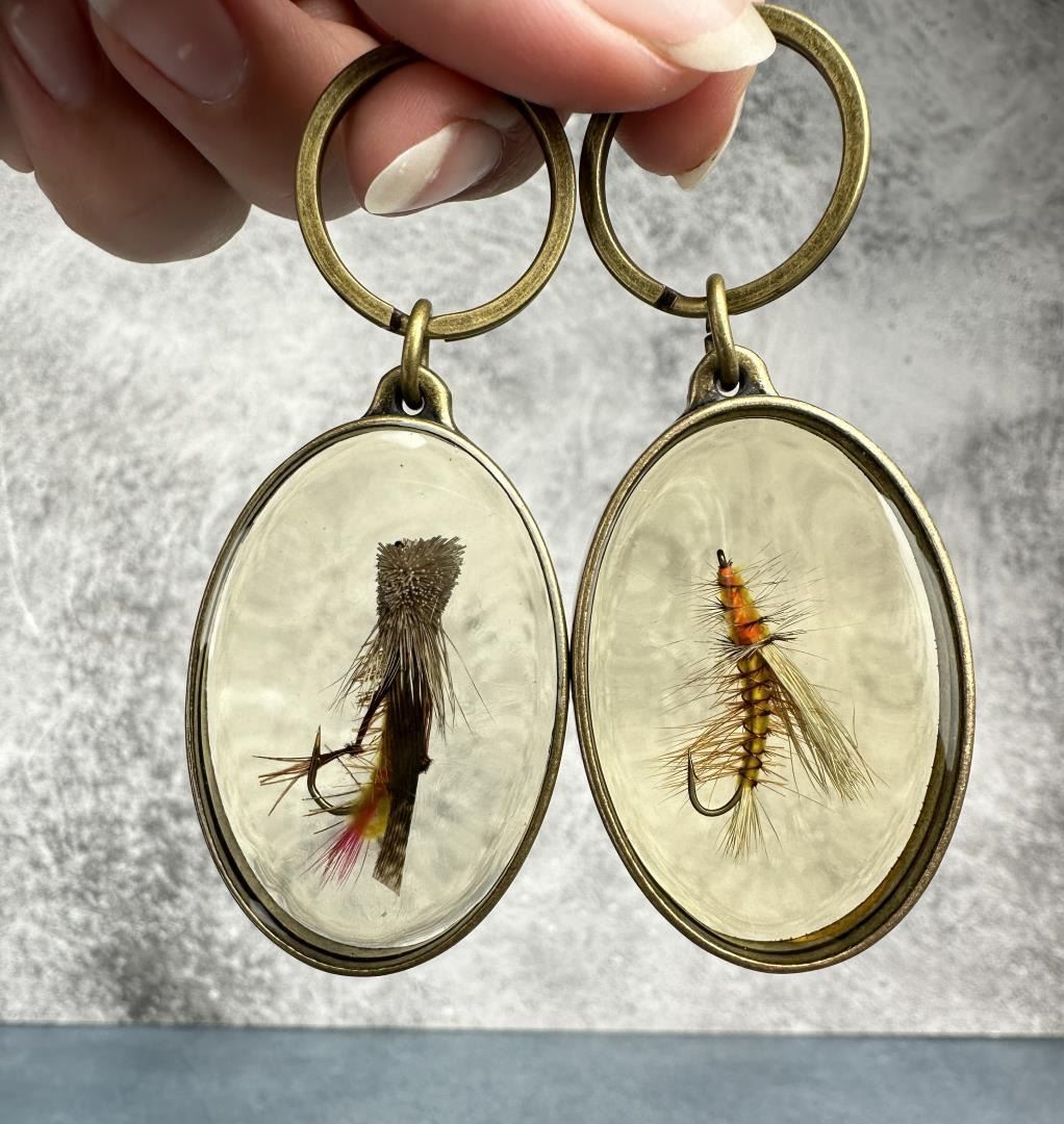 Encased Fly Fishing Flies Keychains