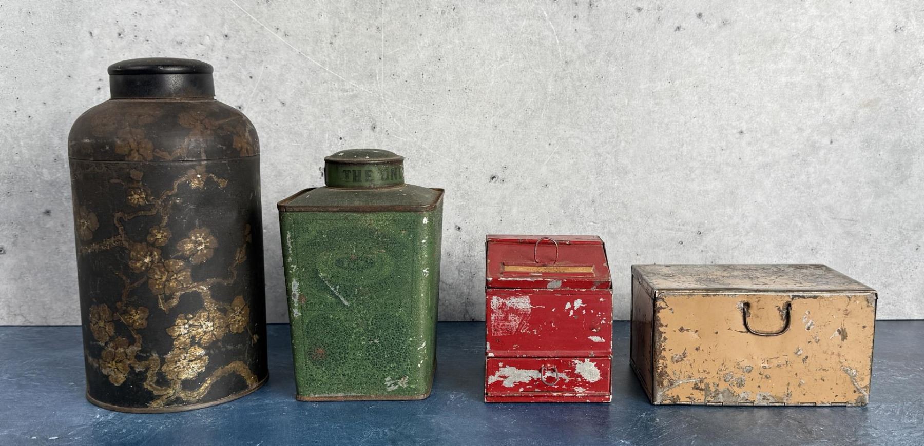 Collection Of Antique Country Store Tea Tins