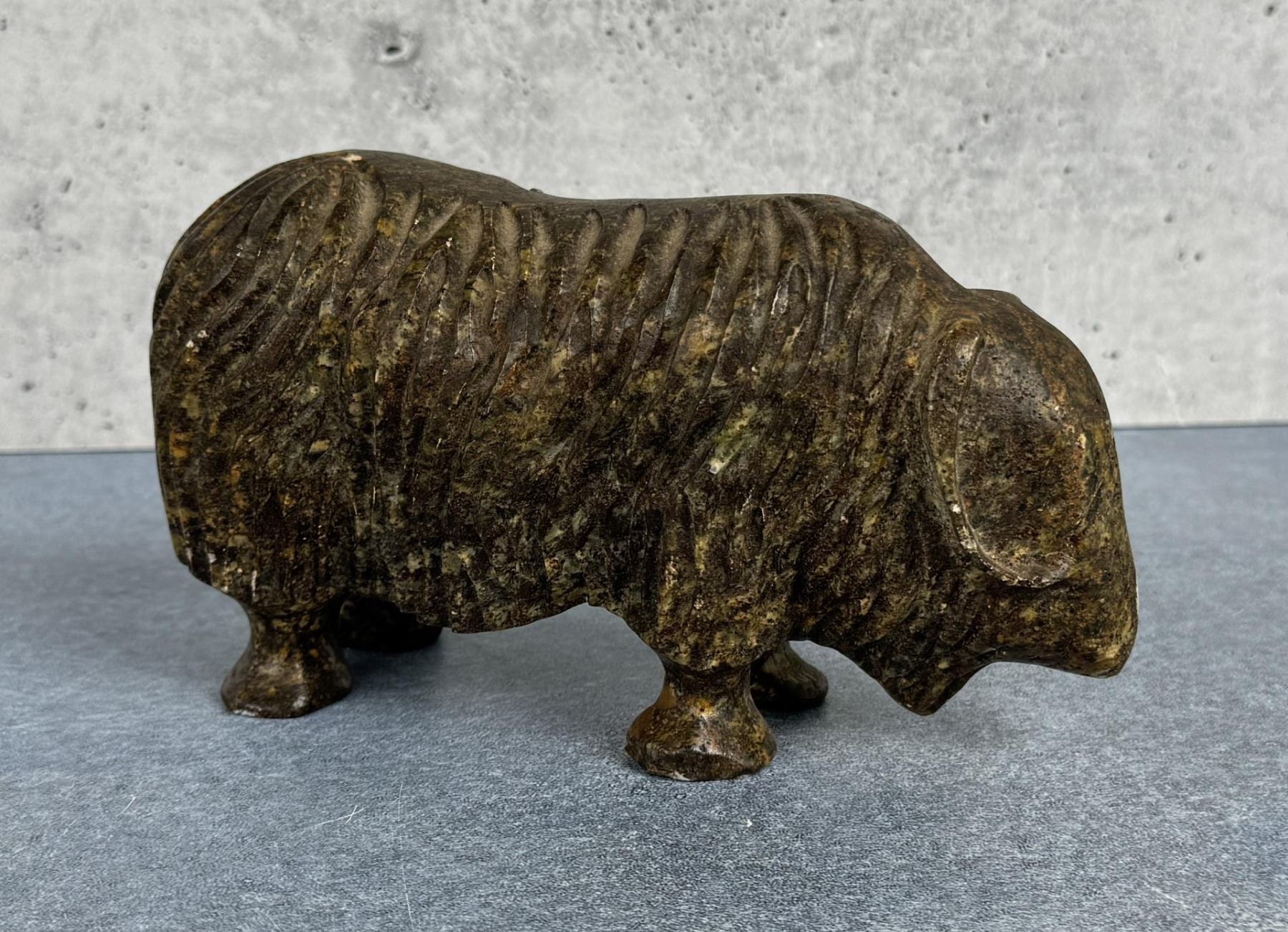 Alaskan Inuit Eskimo Musk Ox Soapstone Carving