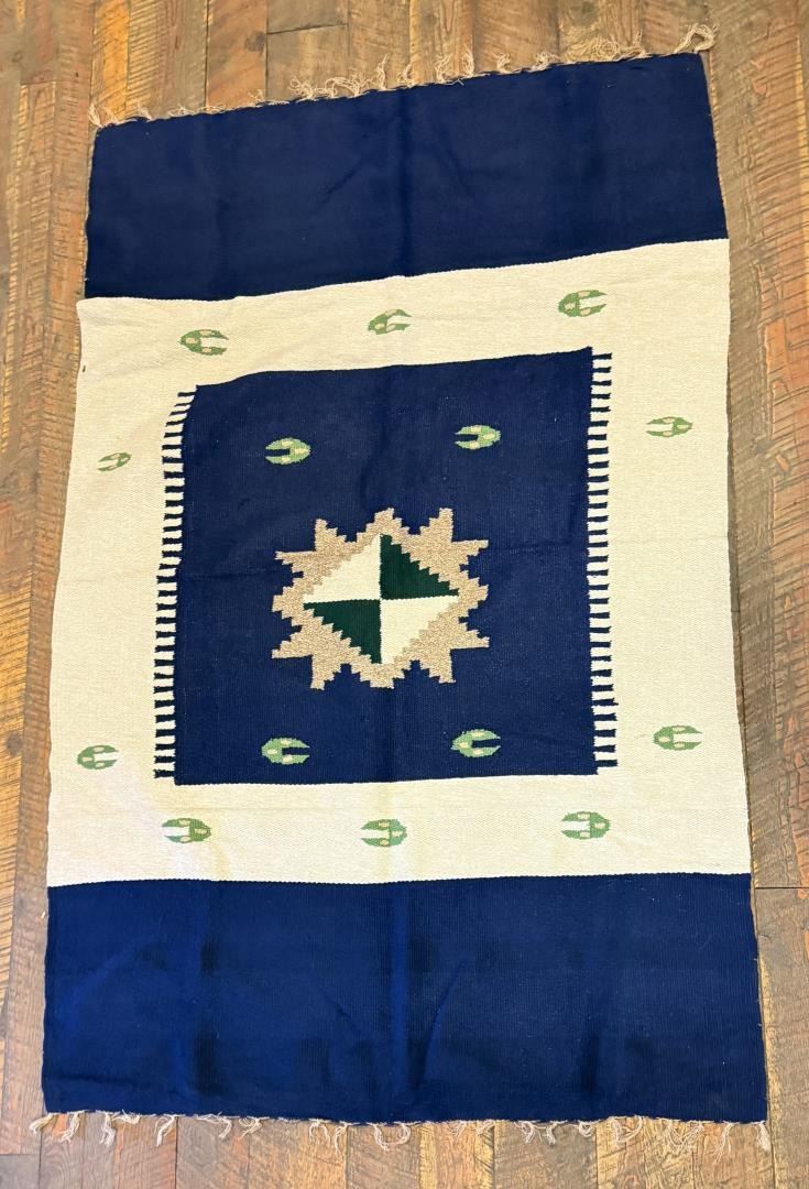 Antique Texcoco Saltillo Mexican Rug Blanket